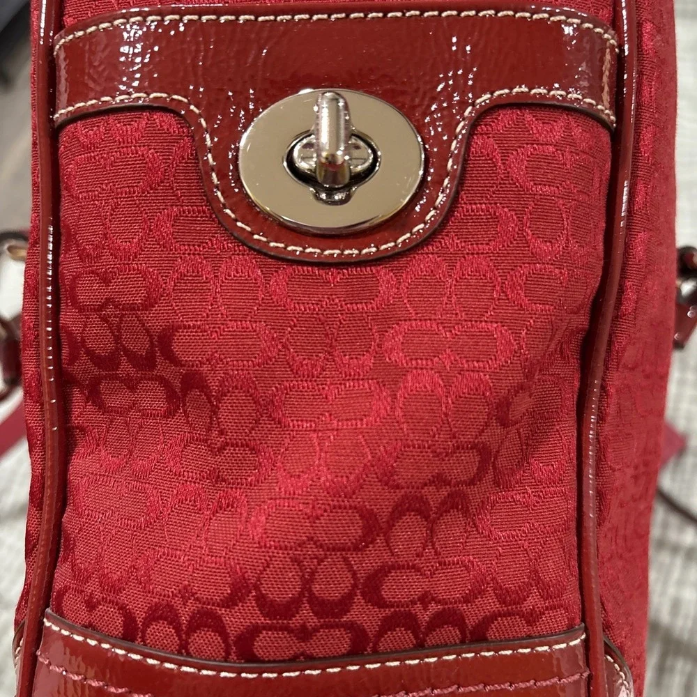 Y2K Coach Signature Gallery Tote Bag F12346 – Red Canvas Logo & matching Wallet - Picture 8 of 16